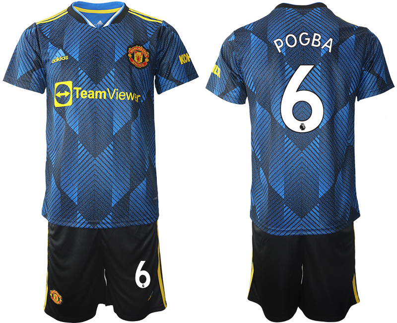 Men 2021-2022 Club Manchester United Second away blue #6 Soccer Jersey